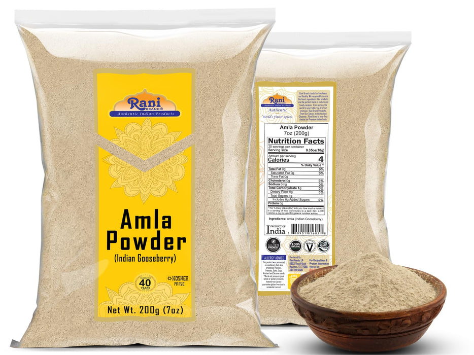 Rani Amla Powder (Indian Gooseberry) 7oz (200g) ~ All Natural | No Color | Gluten Friendly | Vegan | NON-GMO | Kosher | No Salt or fillers | Indian Origin