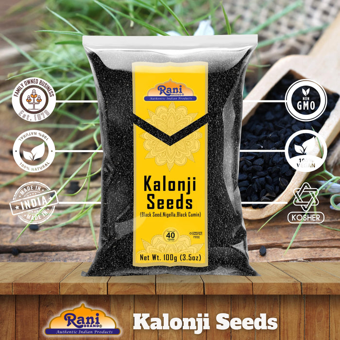 Rani Kalonji (Black Seed, Nigella Sativa, Black Cumin) Seeds 3.5oz (100g) All Natural ~ Gluten Friendly | NON-GMO | Kosher | Vegan | Indian Origin