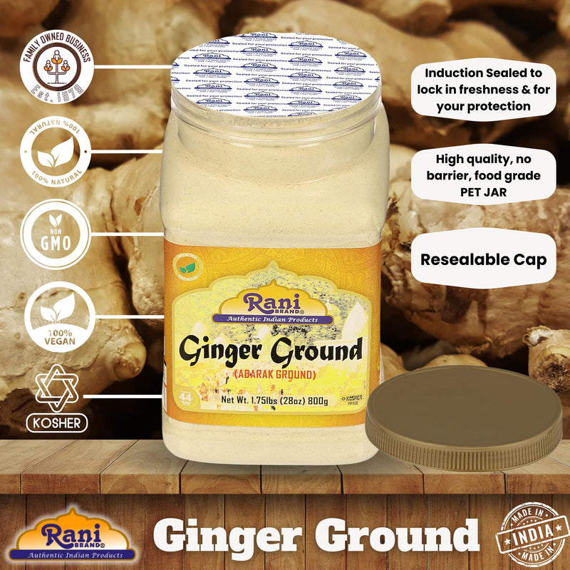 Rani Ginger (Adarak) Powder Ground, Spice 28oz (1.75lbs) 800g Bulk PET Jar ~ Natural | Vegan | Gluten Friendly | NON-GMO | Kosher | Indian Origin