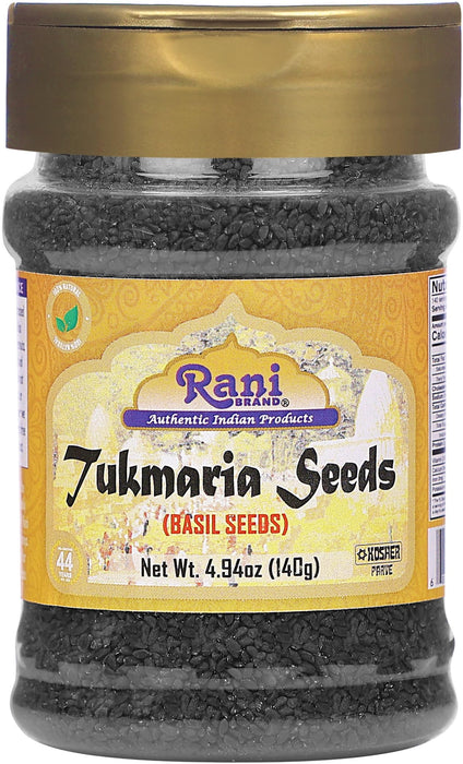 Rani Tukmaria (Natural Holy Basil Seeds) 4.94oz (140g) Used for Falooda / Sabja Dessert, Spice & Ayurveda Herbal ~ Gluten Friendly | NON-GMO | Kosher | Vegan | Indian Origin