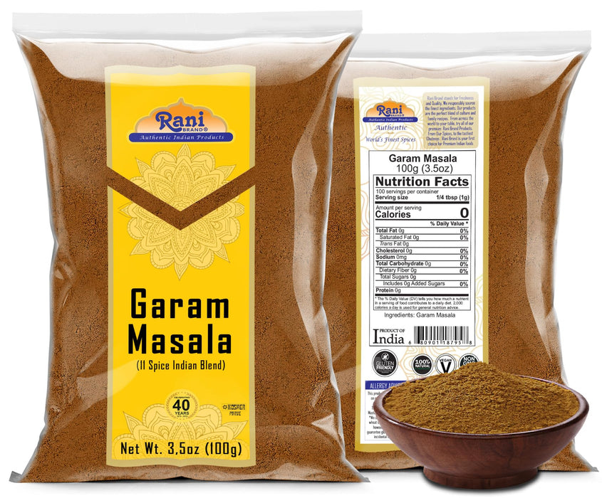 Rani Garam Masala Indian 11-Spice Blend 3.5oz (100g) ~ All Natural, Salt-Free | Vegan | No Colors | Gluten Friendly | NON-GMO | Kosher | Indian Origin
