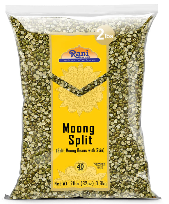 Rani Moong Split (Split Mung Beans with Skin) Lentils Indian32oz (2lbs) 908g ~ All Natural | Gluten Friendly | Non-GMO | Kosher | Vegan | Indian Origin