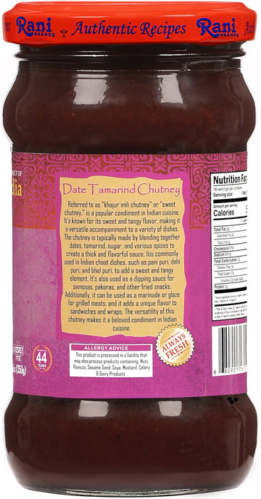 Rani Dates & Tamarind (Imli) Chutney 12.3oz (350g) Glass Jar, Ready to eat, Vegan ~ Gluten Free | NON-GMO | Kosher | No Colors | Indian Origin