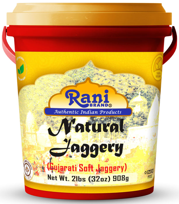 Rani Natural Jaggery (Gujarati Soft Jaggery) 32oz (2lbs) 908g Bulk Bucket ~ Gluten Friendly | Vegan | NON-GMO | Kosher | No Salt or fillers | Indian Product