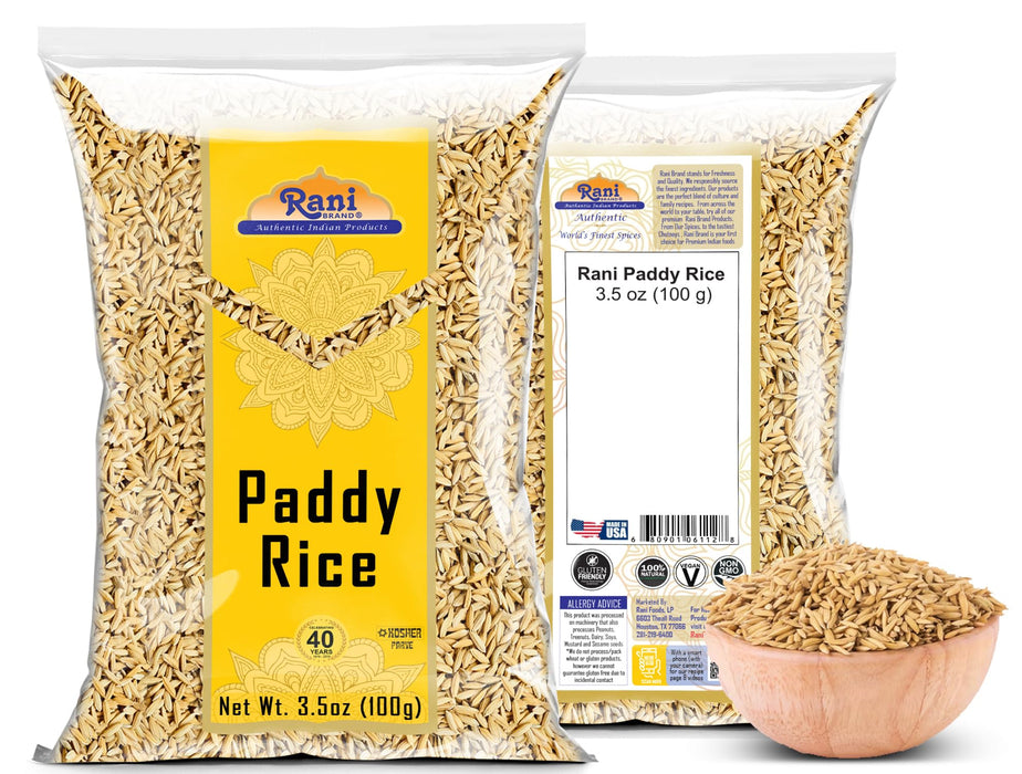 Rani Paddy Rice (Raw Unfinished Rice) 3.5oz (100g) ~ All Natural | Vegan | Gluten Friendly | NON-GMO | Kosher | Product of USA