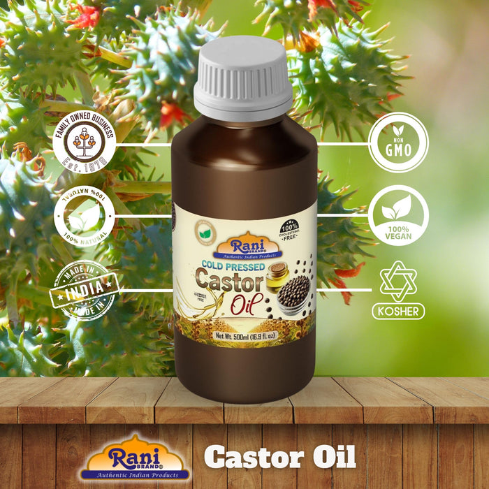 Rani Castor Oil 16.9 Ounce (500ml) Cold Pressed | 100% Natural | NON-GMO | Kosher | Vegan | Gluten Free | Indian Origin