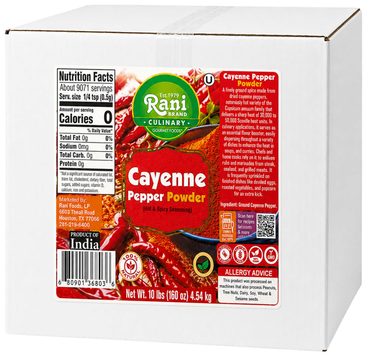 Rani Cayenne Pepper Powder (Hot & Spicy Seasoning) 160oz (10lbs) 4.54kg Bulk Box ~ All Natural | Gluten Free | NON-GMO | Kosher | Vegan | Product of India