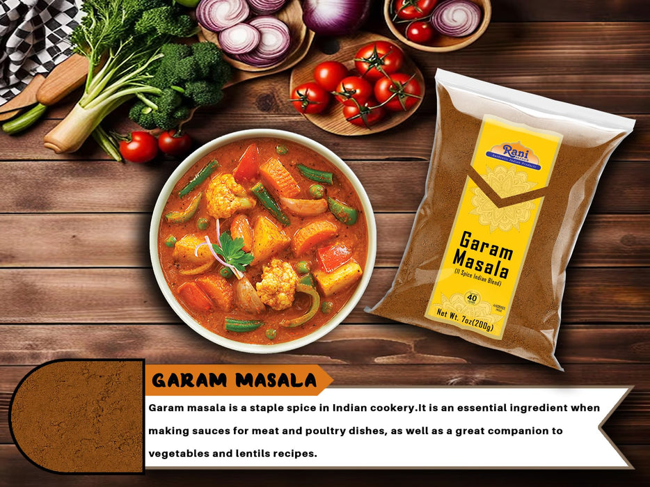 Rani Garam Masala Indian 11-Spice Blend 7oz (200g) ~ All Natural, Salt-Free | Vegan | No Colors | Gluten Friendly | NON-GMO | Kosher | Indian Origin