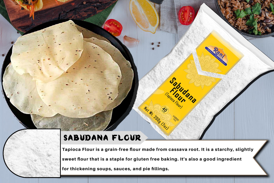 Rani Sabudana Flour (Tapioca/Sago Flour) 7oz (200g) ~ All Natural | Vegan | Gluten Friendly | NON-GMO | Kosher | Indian Origin