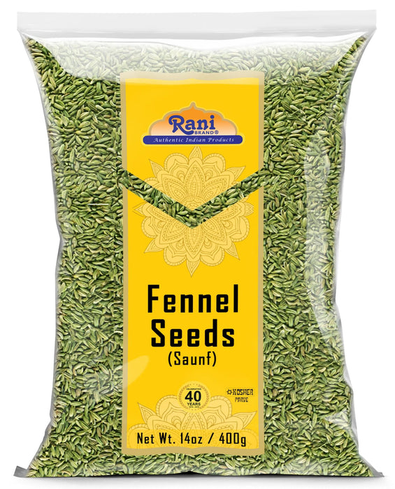 Rani Fennel Seeds (Saunf Sabut) Whole Spice 14oz (400g) All Natural ~ Gluten Friendly | NON-GMO | Kosher | Vegan | Indian Origin