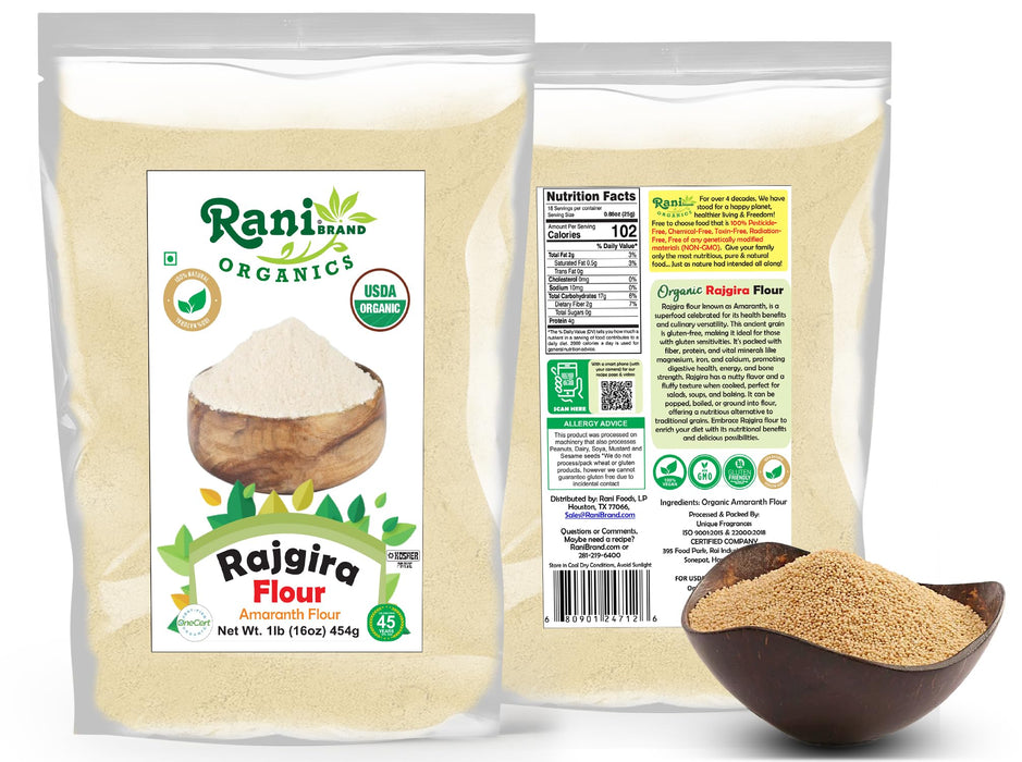 Rani Organic Rajgara Flour (Amaranth Flour) 16oz (1lb) 454g ~ All Natural | Vegan | Gluten Friendly | NON-GMO | Kosher | Indian Origin | USDA Organic Certified