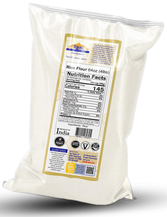 Rani Rice (White) Flour 64oz (4lbs) 1.81kg ~ All Natural | Gluten Friendly | Vegan | NON-GMO | Kosher | Indian Origin