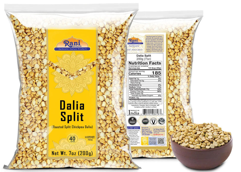 Rani Daliya Split (Roasted Split Chickpeas Dalia) 7oz (200g) ~ All Natural | Vegan | Kosher | Indian Origin