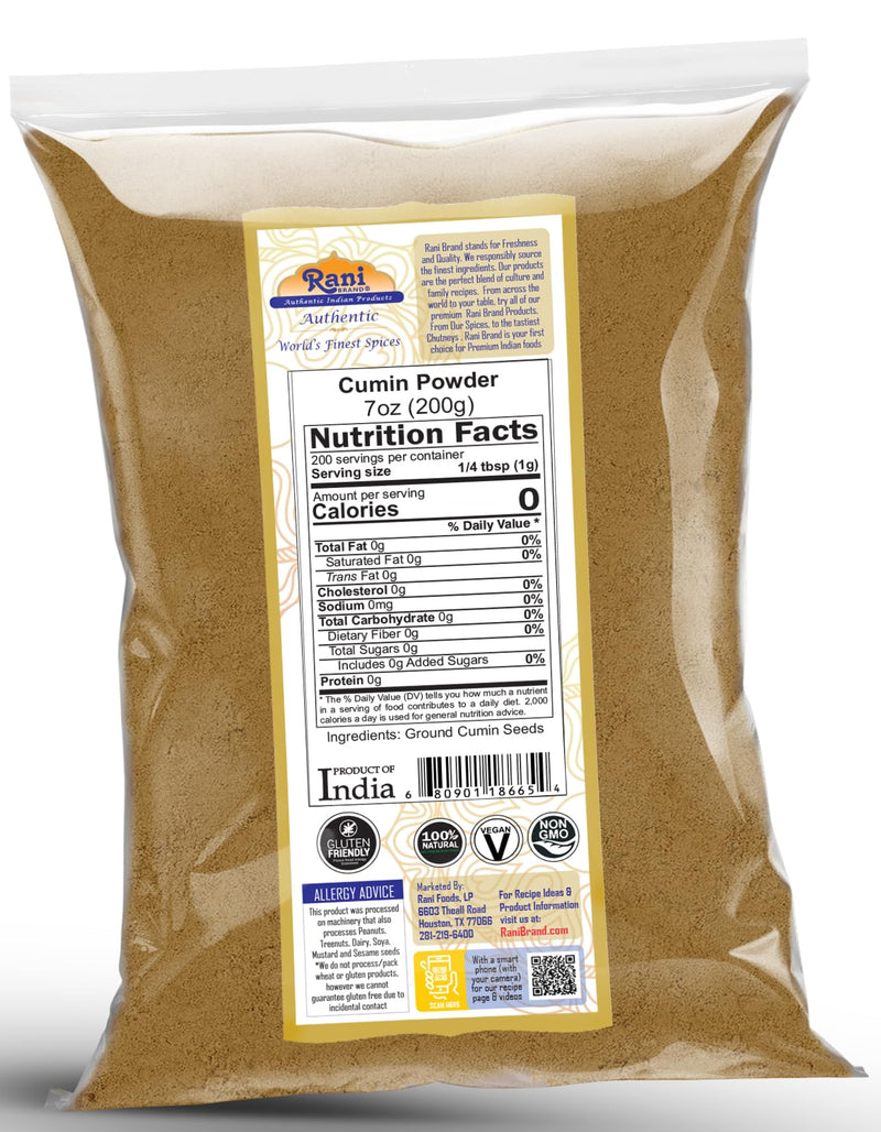 Rani Cumin (Jeera) Powder Spice 200g (7oz) ~ All Natural | Vegan | Gluten Friendly | NON-GMO | Kosher | Indian Origin