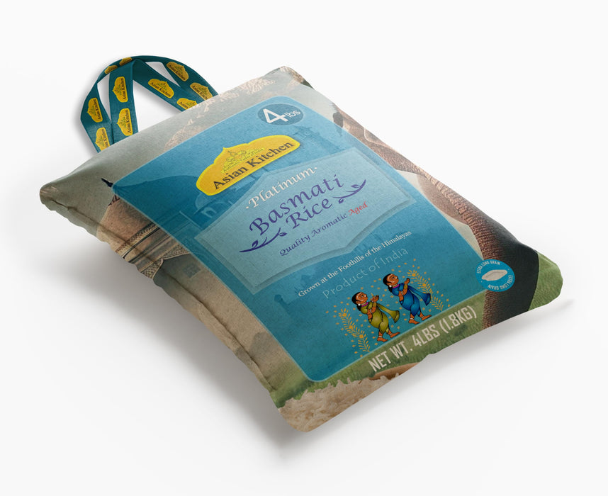 Asian Kitchen Platinum White Basmati Rice Extra Long Aged 4lbs (1.81kg) ~ All Natural | Gluten Friendly | Vegan | Indian Origin | Export Quality