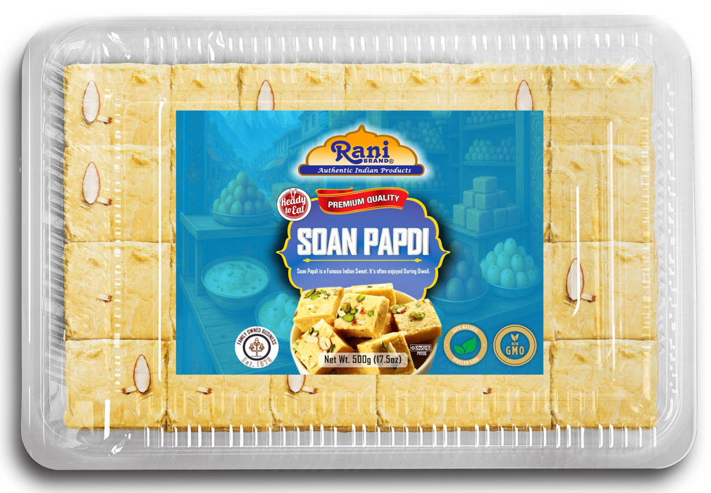 Rani Soan Papdi 17.5oz (500g) PET Jar, Pack of 6, Traditional Indian Sweets, Ready to eat ~ All Natural | Non-GMO | Kosher | Indian Origin