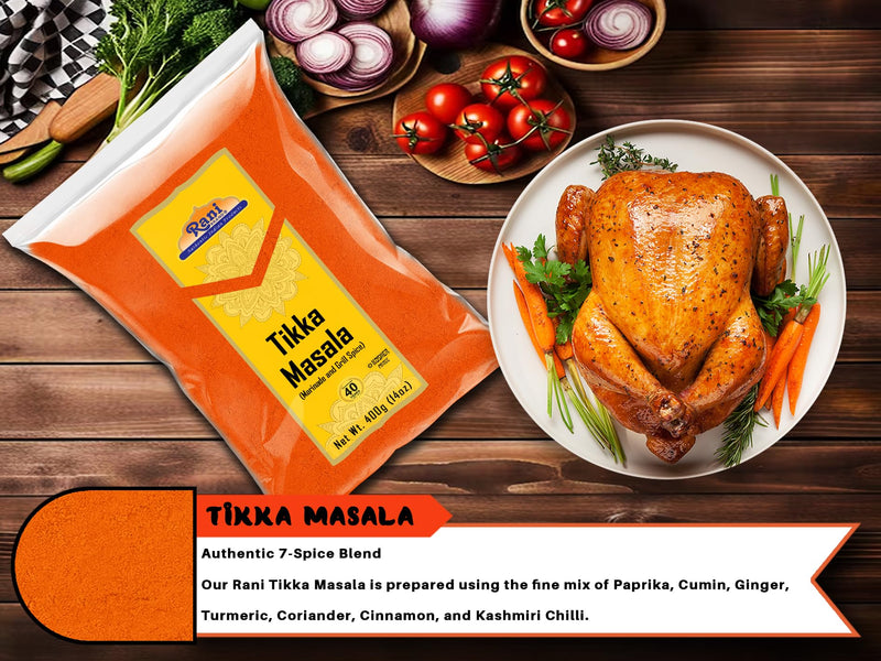 Rani Tikka Masala Indian 7-Spice Blend 14oz (400g) ~ All Natural, Salt-Free | Vegan | No Colors | Gluten Friendly | NON-GMO | Kosher
