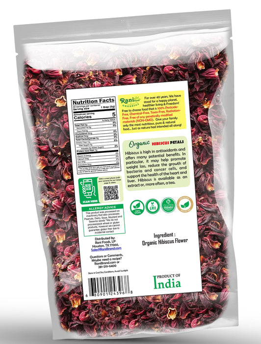 Rani Organic Hibiscus Powder (Hibiscus Rosa-sinensis) 7oz (200g) ~ All Natural | No Color | Gluten Friendly | Vegan | Non-GMO | Kosher | No Salt or fillers | Indian Origin | USDA Organic Certified