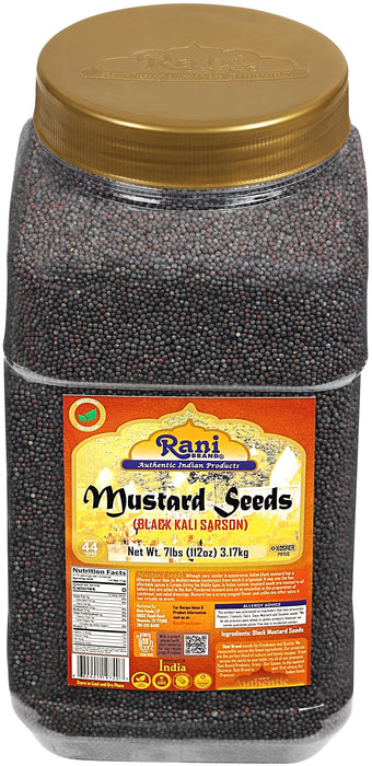 Rani Black Mustard Seeds Whole Spice (Kali Rai) 112oz (7lbs) 3.18kg Bulk PET Jar ~ All Natural | Gluten Friendly | NON-GMO | Vegan | Kosher | Indian Origin
