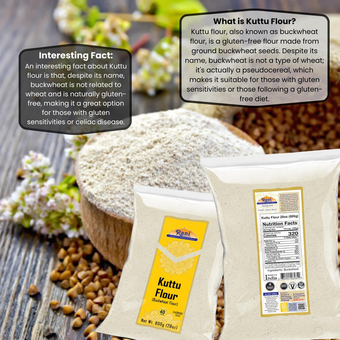 Rani Kuttu (Buckwheat) Flour 28oz (1.75lbs) 800g ~ All Natural | Gluten Friendly | NON-GMO | Kosher | Vegan | Indian Origin