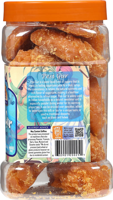Rani Pesi Gur (Jaggery) Indian Unrefined Raw Cane Sugar 35oz (2.2lbs) 1kg PET Jar ~ Gluten Friendly | Vegan | NON-GMO | Kosher | No Salt or fillers | Indian Product