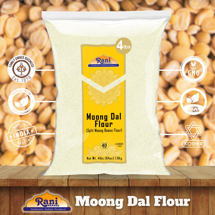 Rani Moong Flour (Mung Bean Flour, Green Gram Flour) 64oz (4lbs) 1.81kg Bulk ~ All Natural | Vegan | Gluten Friendly | NON-GMO | Kosher | Indian Origin