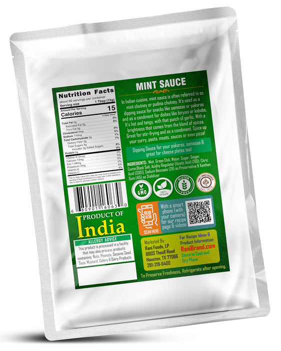 Rani Mint Sauce (Savory Dipping Sauce) 35oz (2.2lbs) 1kg Bulk, Ready to eat, Vegan ~ Gluten Free | NON-GMO | Kosher | Indian Origin