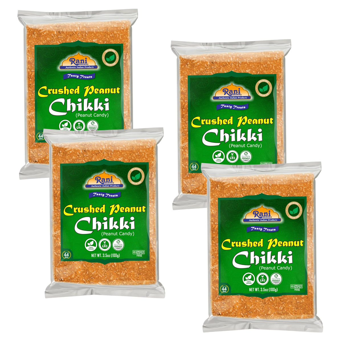 Rani Crushed Peanut Chikki (Brittle Candy) 3.5oz (100g) x Pack of