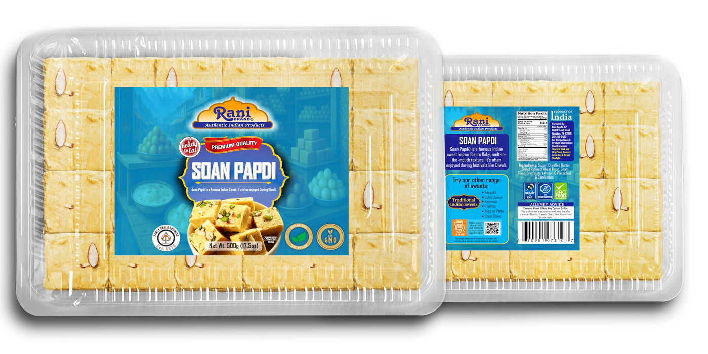 Rani Soan Papdi 17.5oz (500g) PET Jar, Pack of 6, Traditional Indian Sweets, Ready to eat ~ All Natural | Non-GMO | Kosher | Indian Origin