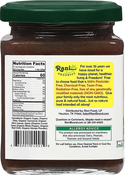 Rani Organic Dates & Tamarind (Imli) Chutney 10.5oz (300g) Glass Jar, Ready to eat, Vegan ~ Gluten Free | NON-GMO | Kosher | No Colors | Indian Origin | USDA Certified Organic