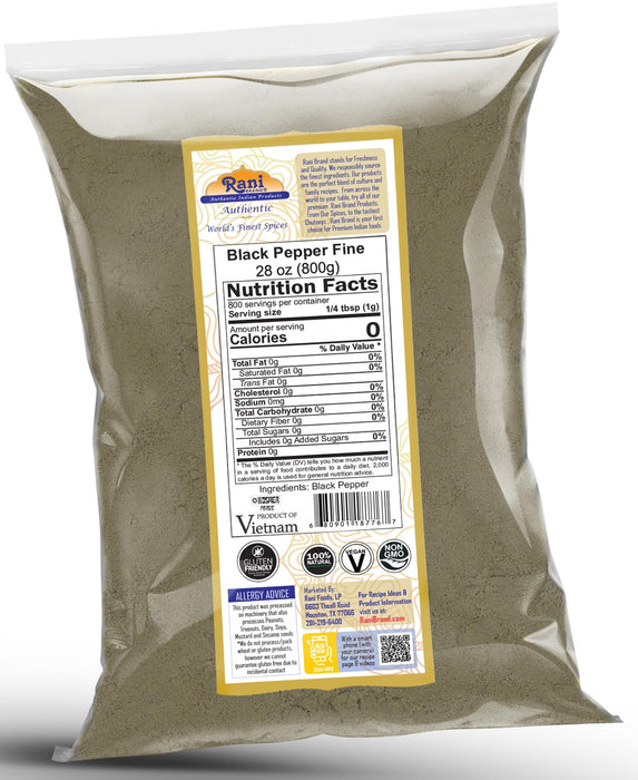 Rani Black Pepper Fine Powder 80 Mesh, 28oz (1.75lbs) 800g ~ All Natural | Vegan | Gluten Friendly | NON-GMO | Kosher