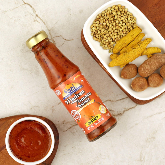 Rani Madras Tomato Chutney 7oz (200g) Glass Jar, Ready to eat, Vegan ~ Gluten Free | NON-GMO | Kosher | No Colors | Indian Origin