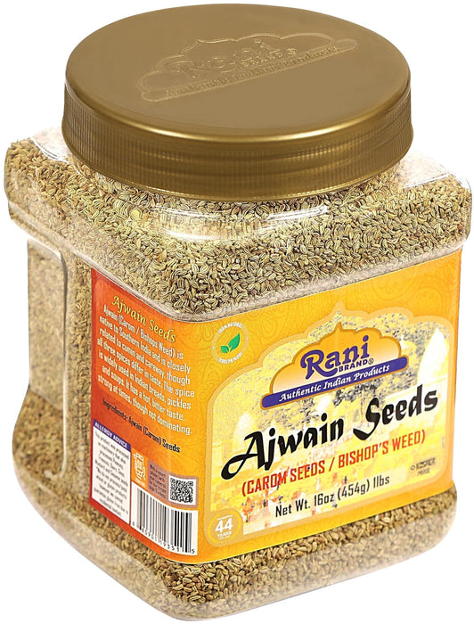 Rani Ajwain Seeds (Carom Bishops Weed) Spice Whole 16oz (1lb) 454g PET Jar ~ Natural | Vegan | Gluten Friendly | NON-GMO | Kosher | Indian Origin