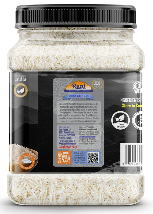 Rani Silver White Basmati Rice Extra Long Aged 160oz (10lbs) 4.53kg PET Jar ~ All Natural | Gluten Friendly | Vegan | Indian Origin | Kosher | Export Quality