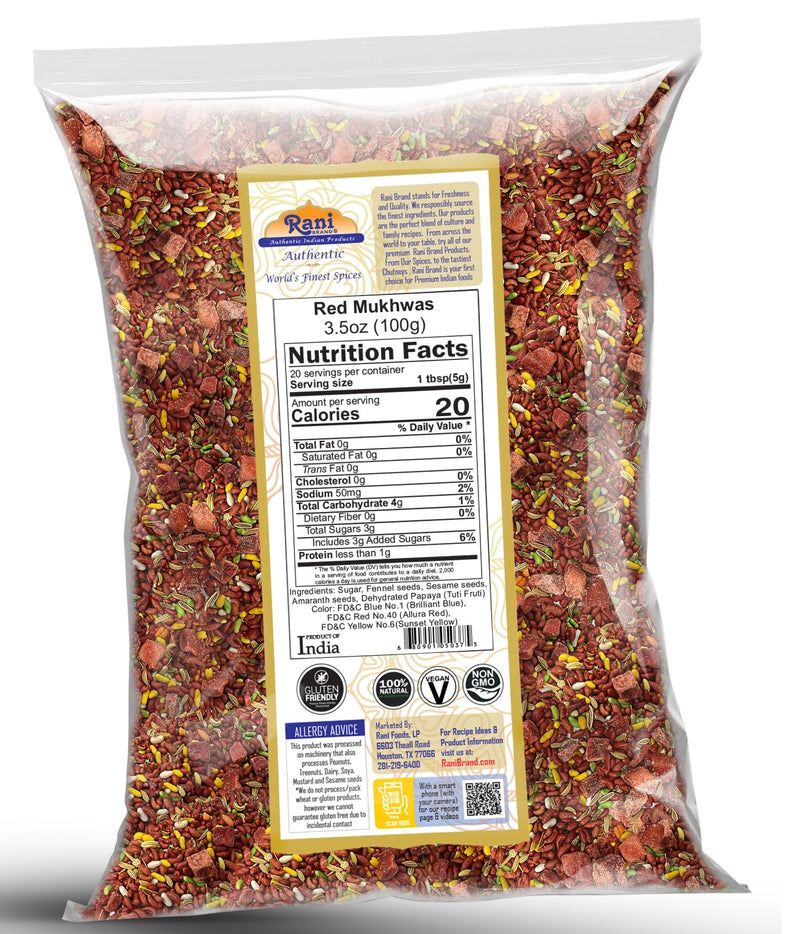 Rani Red Mukhwas (Special Digestive Treat) 3.5oz (100g) ~ Vegan | Kosher | Indian Candy Mouth Freshener
