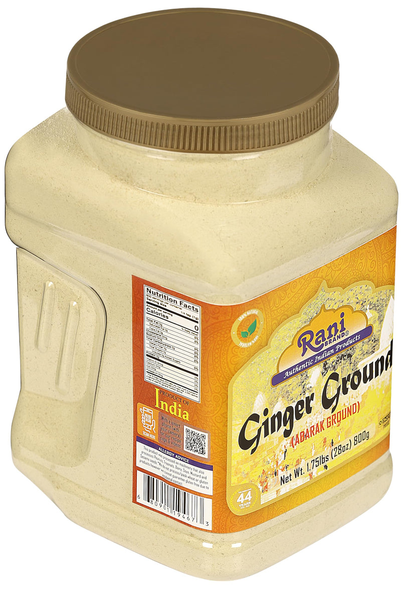 Rani Ginger (Adarak) Powder Ground, Spice 28oz (1.75lbs) 800g Bulk PET Jar ~ Natural | Vegan | Gluten Friendly | NON-GMO | Kosher | Indian Origin