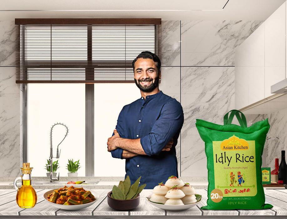 Asian Kitchen Idly (Idli) Rice 20-Pound Bag, 20lbs (9.08kg) Short Grain Rice ~ All Natural | Gluten Friendly | Vegan | Indian Origin | Export Quality