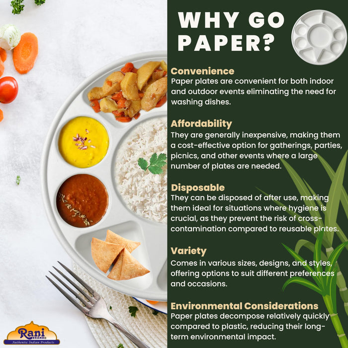 Rani Round Biodegradable Divided Plates, Pack of 200, 9 Compartments ~ Disposable & Eco-Friendly | 12.44" Diameter, 1.38" Thickness | Heavy-Duty and Sturdy Disposable Bagasse Plates | Premium Quality