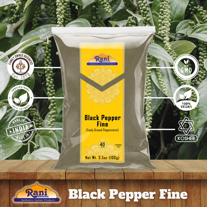 Rani Black Pepper Fine Powder 80 Mesh, 3.5oz (100g) ~ Gluten Friendly | Non-GMO | Kosher | Natural