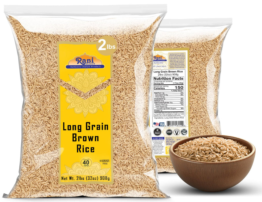 Rani Long Grain Brown Rice 32oz (2lbs) 908g ~ All Natural | Gluten Friendly | Vegan | Non-GMO | Kosher | Product of USA