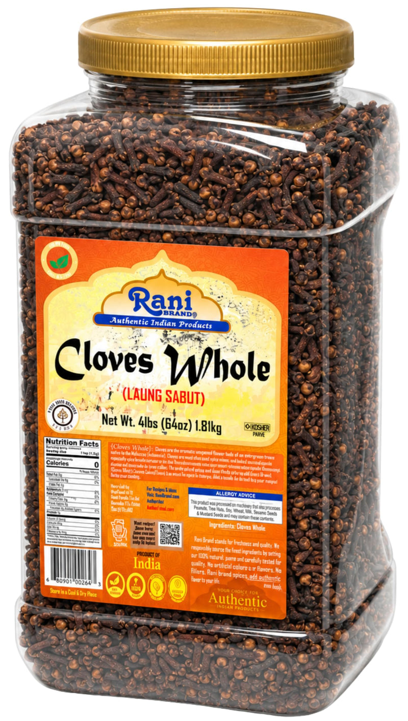Rani Cloves Whole (Laung) Indian Spice 4lbs (64oz) 1.81kg Bulk PET Jar ~ All Natural, Gluten Friendly | NON-GMO | Kosher | Vegan | Indian Origin