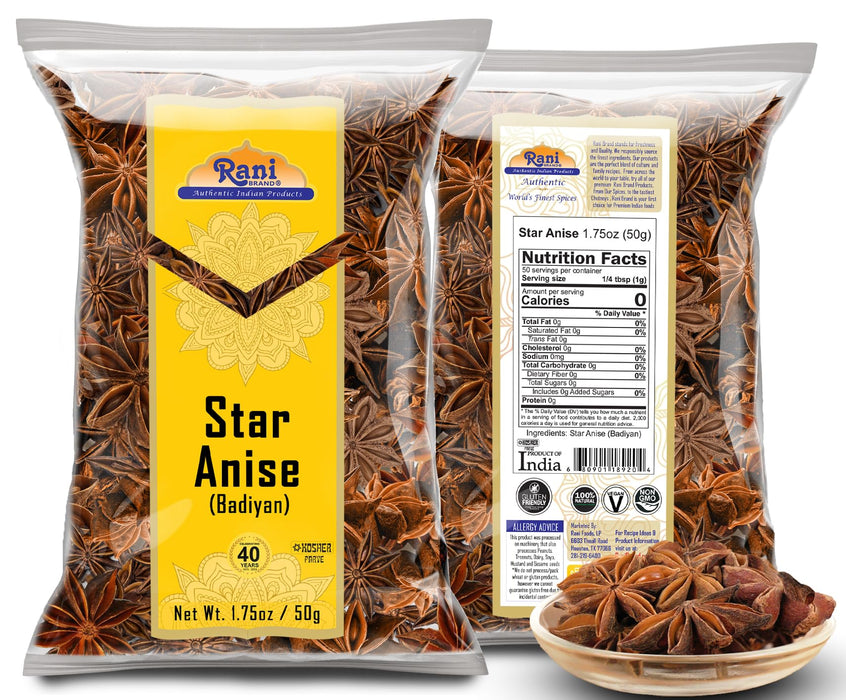 Rani Star Anise Seeds, Whole Pods (Badian Khatai) Spice 3.5oz (100g) ~ All Natural | Gluten Friendly | NON-GMO | Kosher | Vegan | Indian Origin