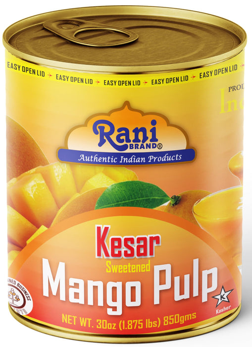 Rani Mango Pulp Puree (Kesar Sweetened) 30oz (1.875lbs) 850g Pack of 2 ~ Kosher | All Natural | NON-GMO | Vegan | No colors | Gluten Friendly