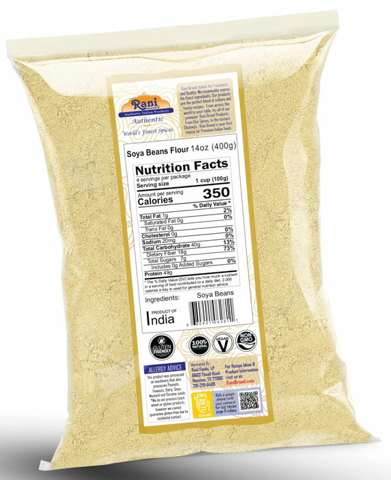 Rani Soya Beans Flour (Soy flour) 14oz (400g) ~ All Natural | Vegan | Gluten Friendly | NON-GMO | Indian Origin