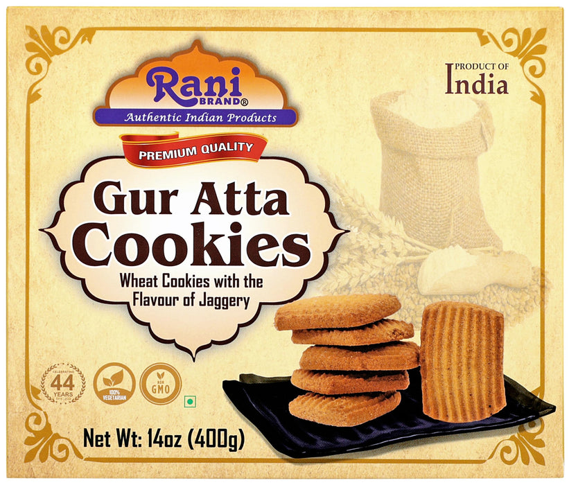 Rani Gur Atta Cookies (Wheat Cookies with the Flavor of Jaggery) 14oz (400g) Premium Quality Indian Cookies ~ All Natural | Vegan | Non-GMO | Indian Origin