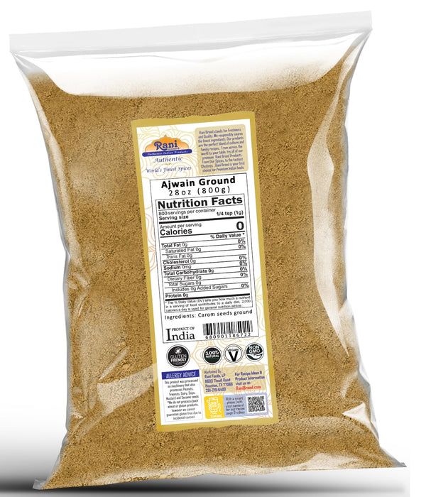 Rani Ajwain Powder (Carom Bishops Weed) Ground Spice 28oz (800g) ~ All Natural | Vegan | Gluten Friendly | NON-GMO | Kosher | Indian Origin