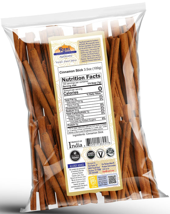 Rani Cinnamon Sticks 3.5oz (100g) - 18-22 Sticks - Strong Aroma, Perfect for Baking, Cooking & Beverages | 3+ Inches Length - Cassia Saigon Cinnamon from Vietnam | Kosher
