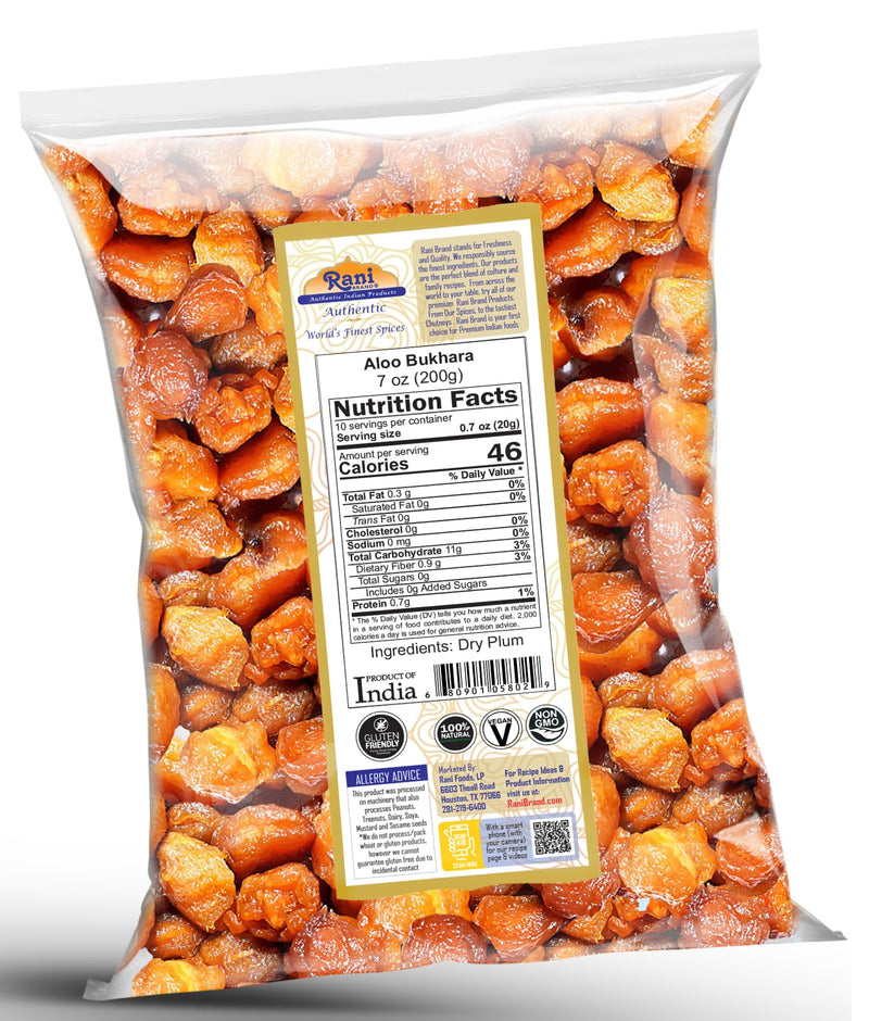 Rani Aloo Bukhara (Dry Plum) 7oz (200g) ~ All Natural | Salt Free | Vegan | Gluten Friendly | NON-GMO | Kosher | Indian Origin