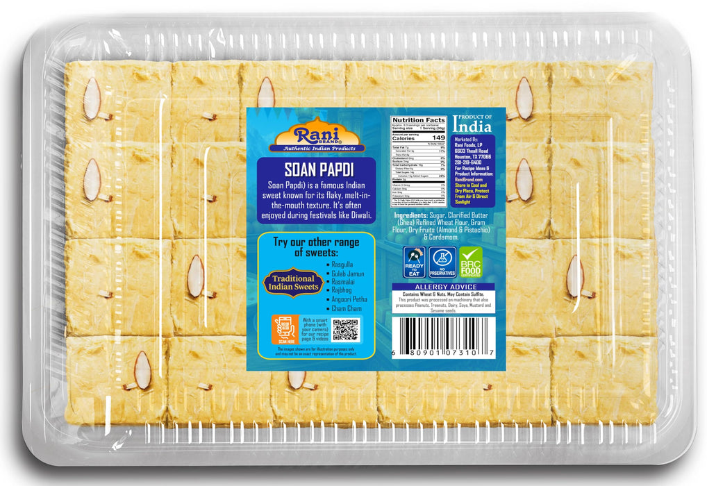 Rani Soan Papdi 17.5oz (500g) PET Jar, Pack of 6, Traditional Indian Sweets, Ready to eat ~ All Natural | Non-GMO | Kosher | Indian Origin