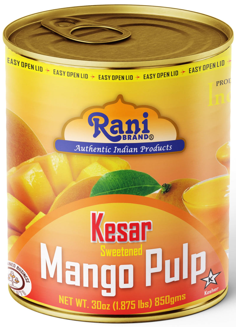 Rani Mango Pulp Puree (Makes Mango Lassi Shakes) Kesar Sweetened 30oz (1.875lbs) 850g Pack of 18 ~ Kosher | All Natural | NON-GMO | Vegan | No colors | Gluten Friendly | Indian Origin